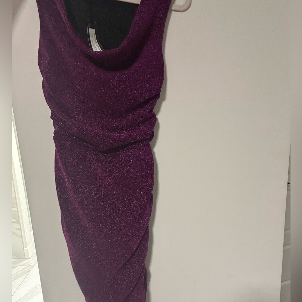 Boohoo Shimmering Purple Midi Dress